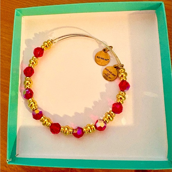 Alex and Ani Jewelry - EUC Alex & Ani Gold and Red Beaded Bracelet. Swarovski crystals